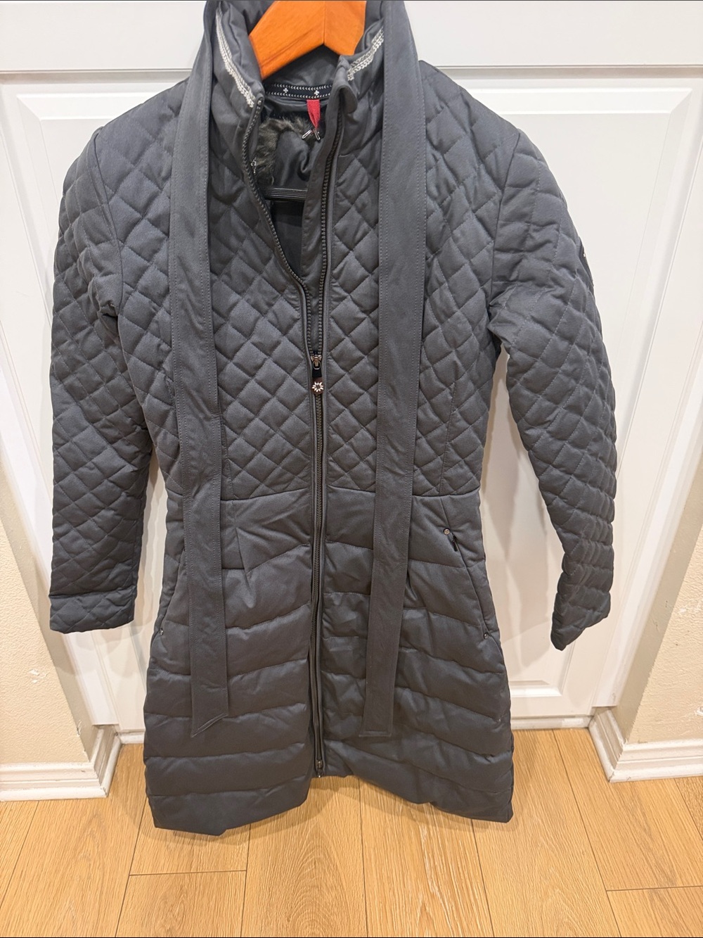 Alp N Rock Quilted Long Puffer Coat in Charcoal